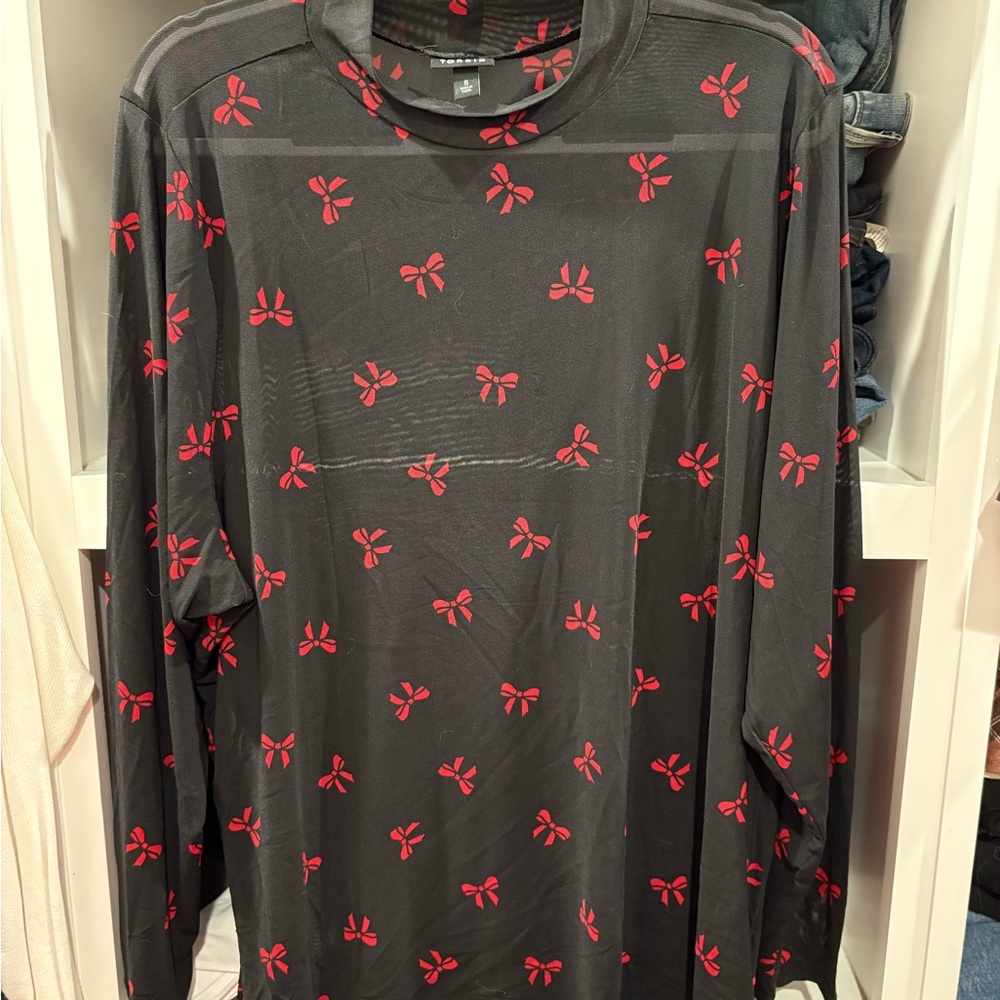 Torrid Black Long Sleeve Shirt with Red Accents
